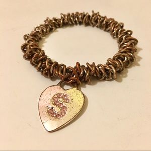 “S” Initial Metal Chain Silver/Rose Gold Bracelet